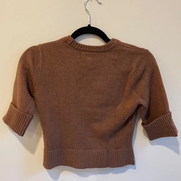 Who What Wear Natalie Cuffed Knit Sweater Top in Brown Clay - Picture 7 of 8